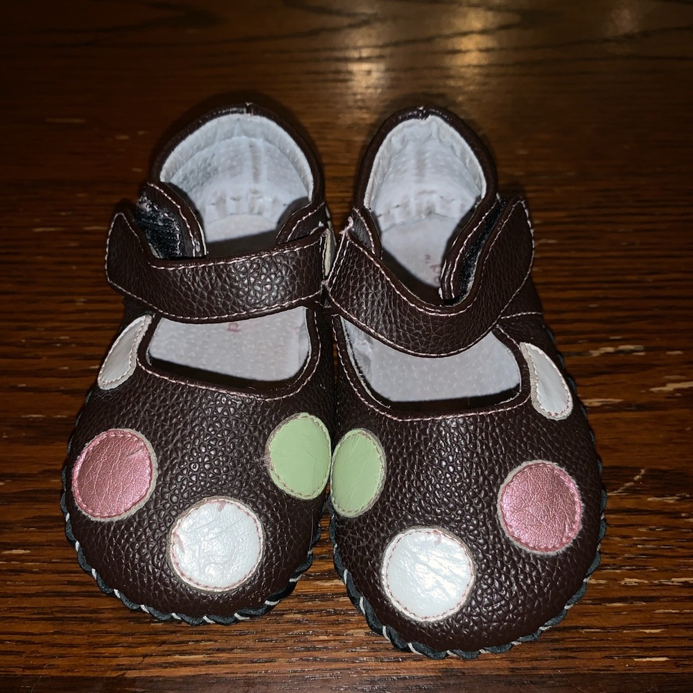 Pediped polka dot shoes 6-12 months GUC